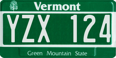 VT license plate YZX124
