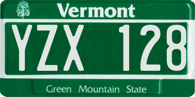 VT license plate YZX128