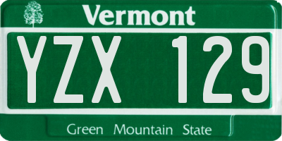 VT license plate YZX129