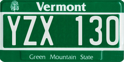 VT license plate YZX130