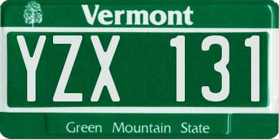 VT license plate YZX131