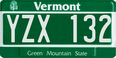 VT license plate YZX132