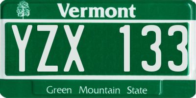 VT license plate YZX133