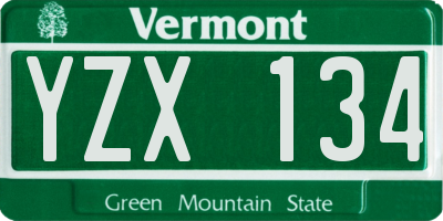 VT license plate YZX134