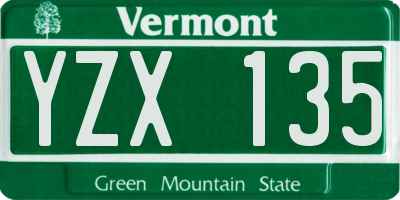 VT license plate YZX135