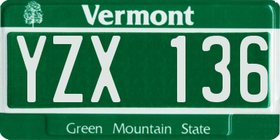 VT license plate YZX136