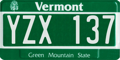 VT license plate YZX137