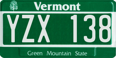 VT license plate YZX138