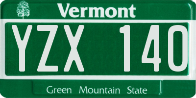 VT license plate YZX140