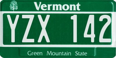 VT license plate YZX142
