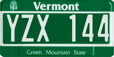 VT license plate YZX144
