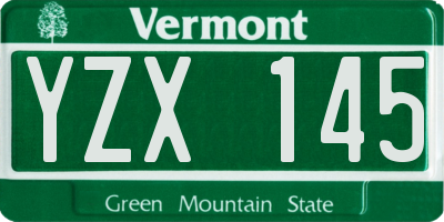 VT license plate YZX145