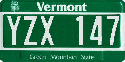 VT license plate YZX147