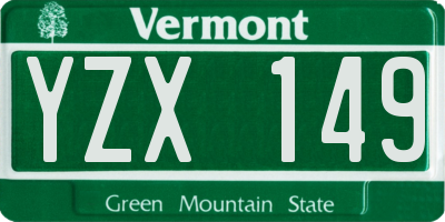 VT license plate YZX149
