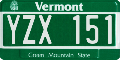 VT license plate YZX151
