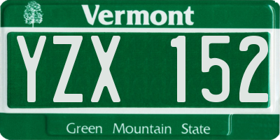 VT license plate YZX152