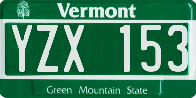 VT license plate YZX153