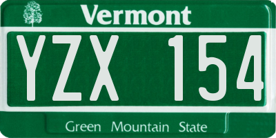 VT license plate YZX154