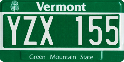 VT license plate YZX155