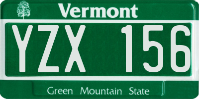 VT license plate YZX156