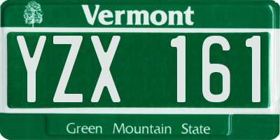 VT license plate YZX161
