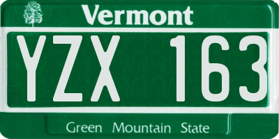 VT license plate YZX163