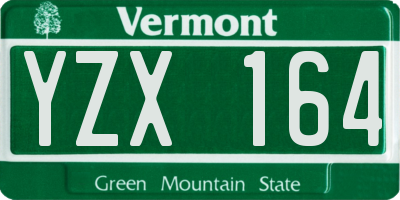 VT license plate YZX164