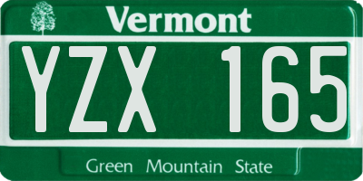 VT license plate YZX165