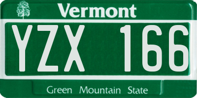 VT license plate YZX166