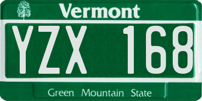 VT license plate YZX168
