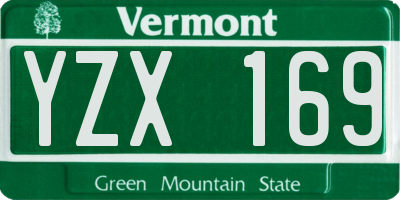 VT license plate YZX169