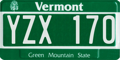 VT license plate YZX170
