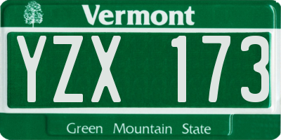 VT license plate YZX173