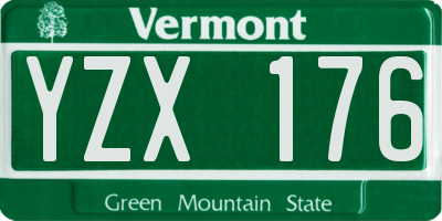 VT license plate YZX176
