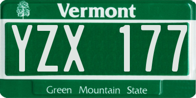 VT license plate YZX177