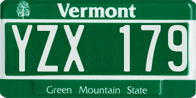 VT license plate YZX179