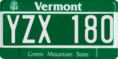 VT license plate YZX180