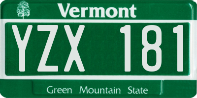 VT license plate YZX181