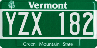 VT license plate YZX182