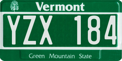 VT license plate YZX184