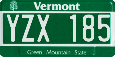 VT license plate YZX185