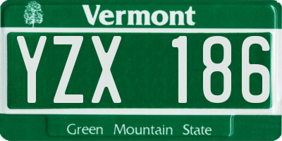 VT license plate YZX186