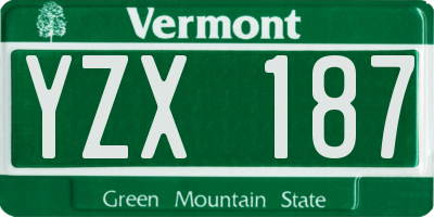 VT license plate YZX187