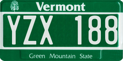 VT license plate YZX188