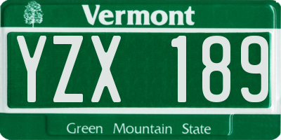 VT license plate YZX189