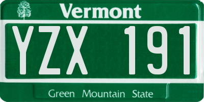 VT license plate YZX191