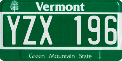 VT license plate YZX196