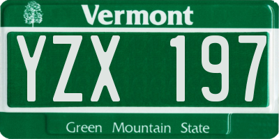 VT license plate YZX197