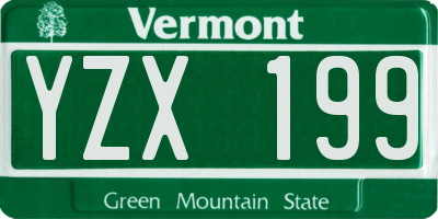 VT license plate YZX199