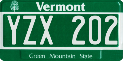 VT license plate YZX202